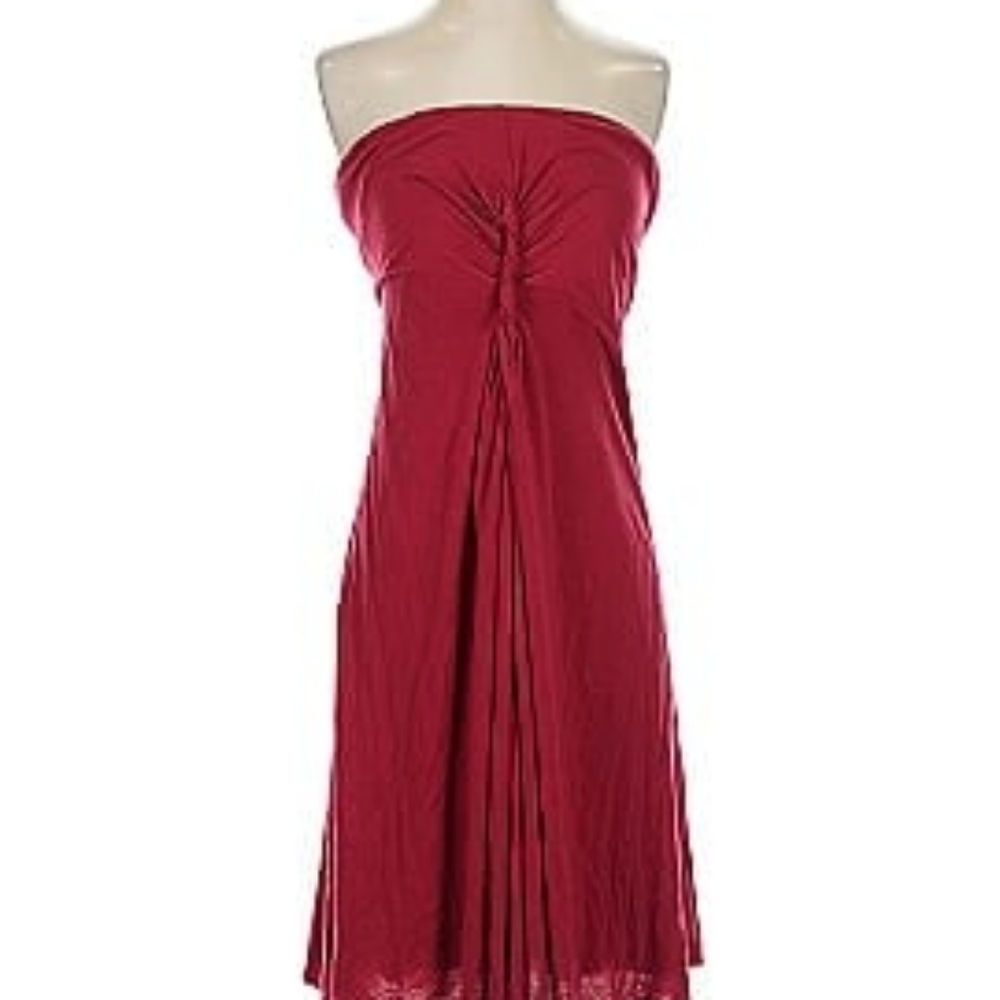 Velvet By Graham And Spencer Burgundy Strapless Soft Stretchy Short Casual Dress